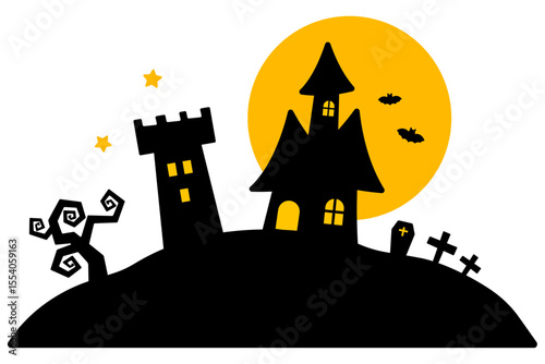 ハロウィンの街並みのイラスト
