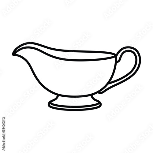 Elegant Gravy Boat Outline - Kitchen Dining Serveware Illustration