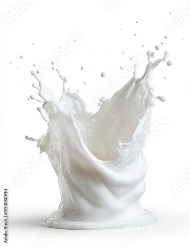 Milk splash against white background