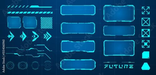 Set futuristic element blue vector illustration	