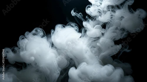 Abstract White Smoke Motion Against Black Background Ethereal Cloud Like Formations