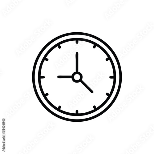 Vector outline clock face icon showing time with hands.