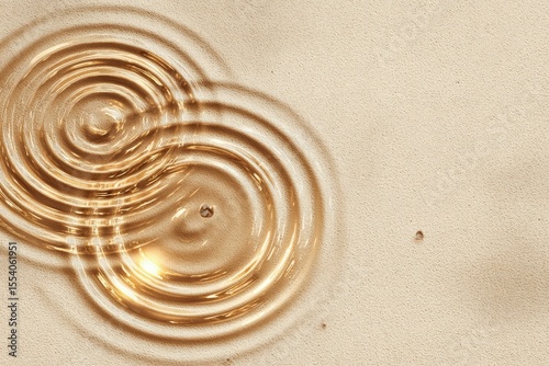 Golden liquid ripples on beige sand