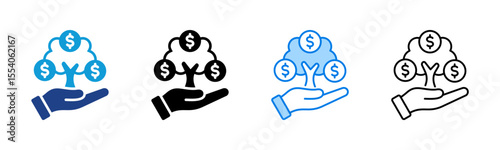 Return On Investment icon sheet multiple style collection