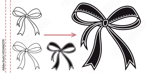 Black Silhouette Bows – Vector Ribbon Icons for Fashion and Gift Crafts
