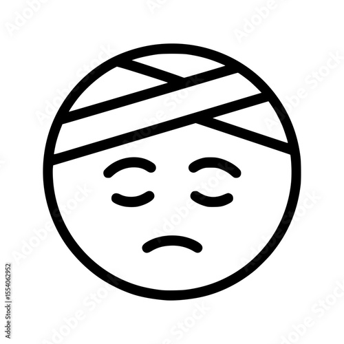 Injured face icon with a bandage