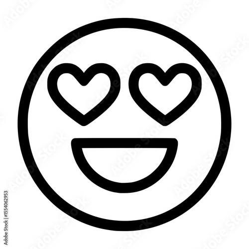 Isolated black outline emoji with heart eyes and a smiling face