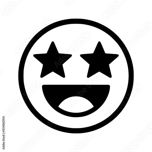 Isolated Black and White Star Eye Emoji Face Icon