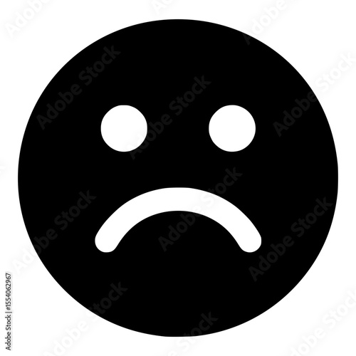 Isolated black sad face emoticon icon