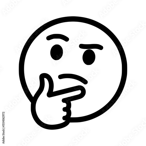 Isolated Icon Thinking Face Emoji with Hand on Chin
