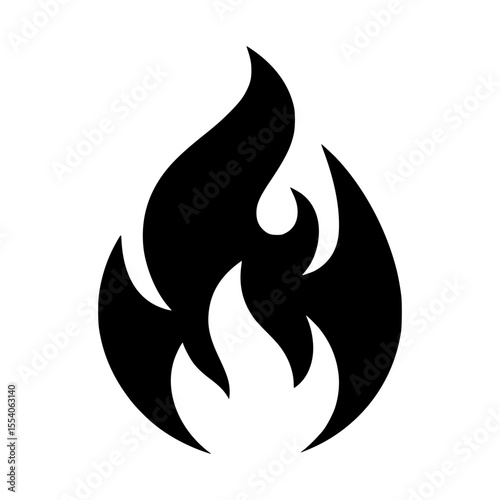 Simple Black Fire Flame Icon