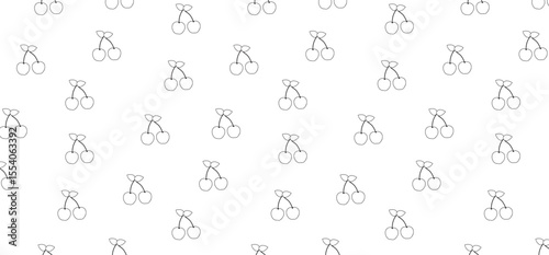 Seamless fruit pattern with Cherry in outline mode