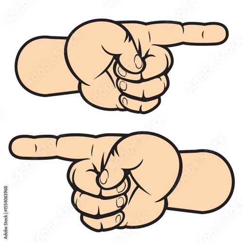 Cartoon Vector of Human Hands Pointing Left and Right – Hand Gesture Icons.