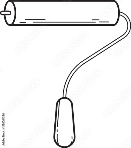 Line Art Illustration of a Paint Roller with Handle