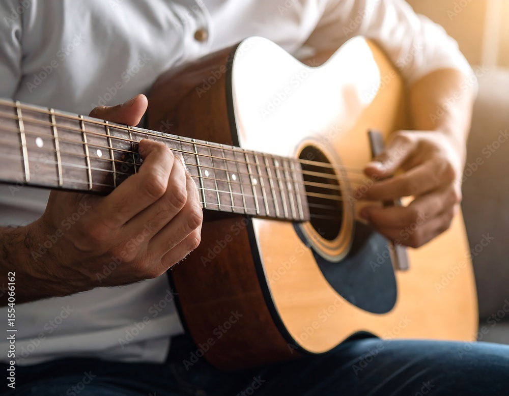 Fototapeta premium Man playing acoustic guitar