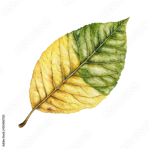 A Walnut Leaf, watercolor painting vector, isolated on a white background.