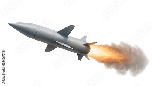 Wallpaper Mural Futuristic Cruise Missile Mid-Flight with Exhaust and Vapor Trails Torontodigital.ca