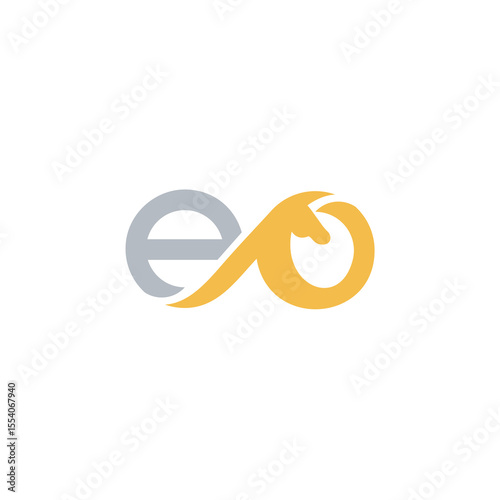 letter e horse logo design template elements