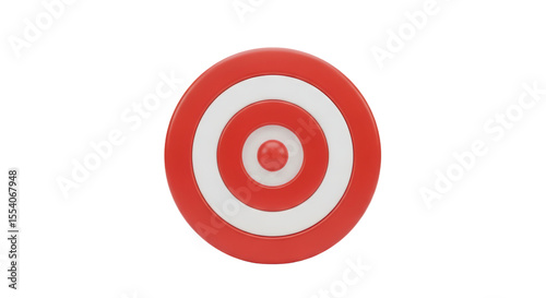 Red and White Circular Target with Concentric Rings on White Background