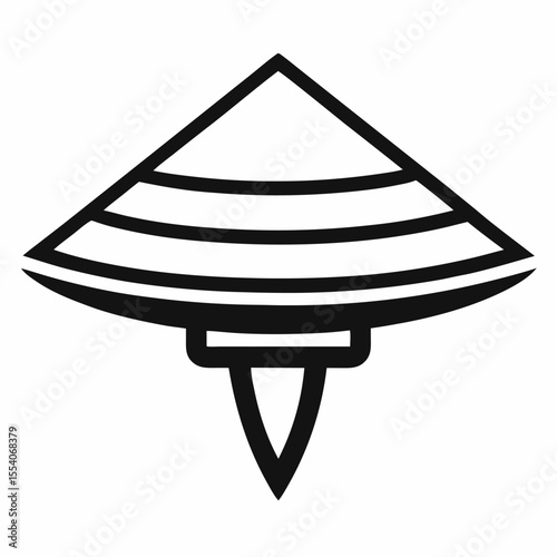 A Vietnamese conical hat vector icon on white background.