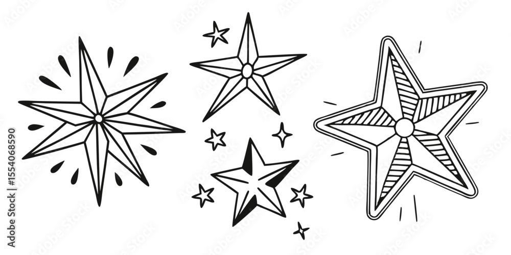 Obraz premium Sparkle and Twinkle Icons – Decorative Star Vectors for UI and Print