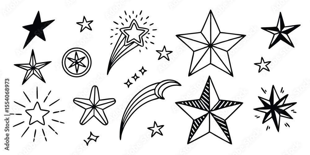 Obraz premium Sparkle and Twinkle Icons – Decorative Star Vectors for UI and Print