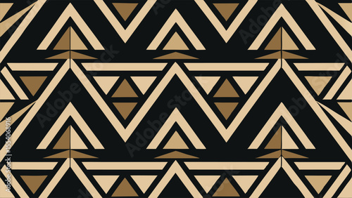 Black gold and beige geometric abstract seamless pattern vector background