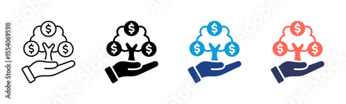 Return On Investment icon sheet multiple style collection
