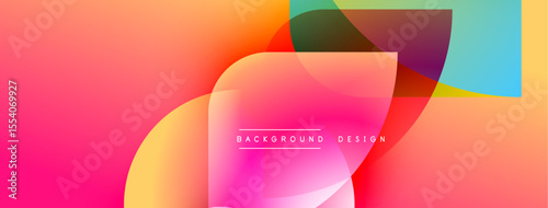 Abstract vibrant background. Overlapping shapes create dynamic colorful composition. Gradient hues blend smoothly, modern design element.
