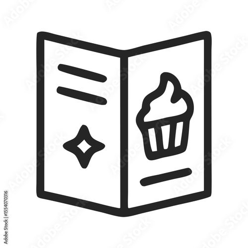 Dessert menu trifold for bakery with cupcake design. Ideal for promoting sweets and treats in a visually appealing way