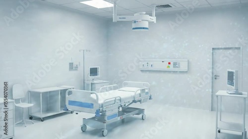 Modern hospital room with advanced technology and clean environment