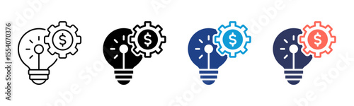 Business Inovation icon sheet multiple style collection