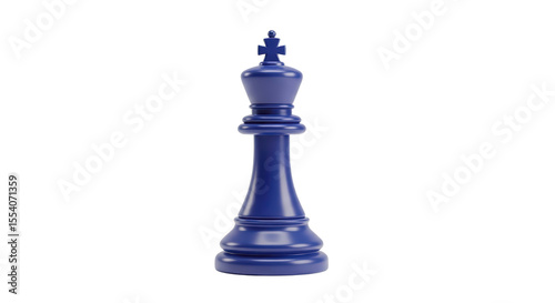 Blue Chess Queen Piece on White Background with Minimalist Style