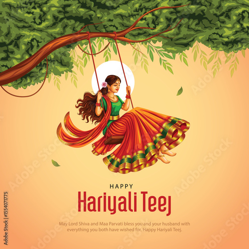 indian festival Happy Haryali Teej and Hartalika Teej. abstract vector illustration design
