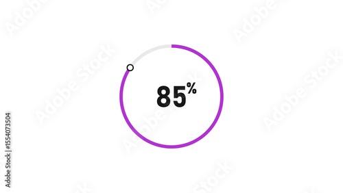 85% number loading circle icon illustration 4K resolution.