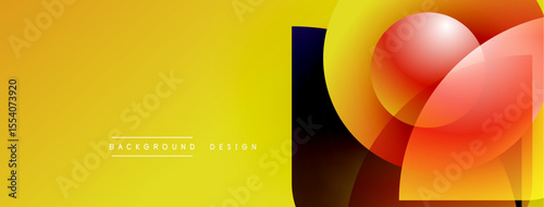 Abstract yellow background. Overlapping shapes create dynamic visual interest. Modern design elements suggest innovation, energy.