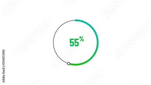 55% number loading circle icon pie chart illustration 4K resolution.