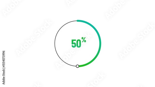 50% number loading circle icon illustration 4K resolution.