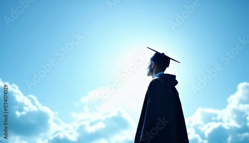 Graduate Silhouetted Against a Bright Sky A Vision of Hope and Success
