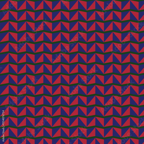 Geometric seamless pattern vector with red and navy triangle shapes on dark background

