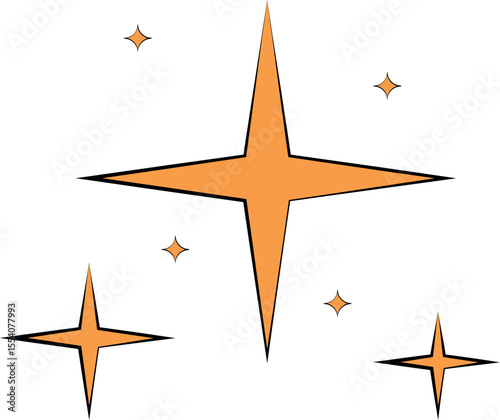 Flat Sparkling Stars Collection – Twinkling Star Icons and Decorative Light Elements