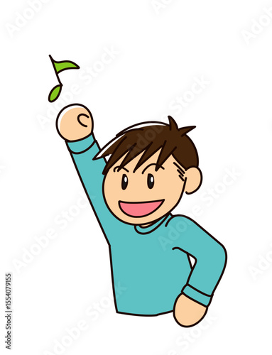 嬉しそうな男の子のイラスト