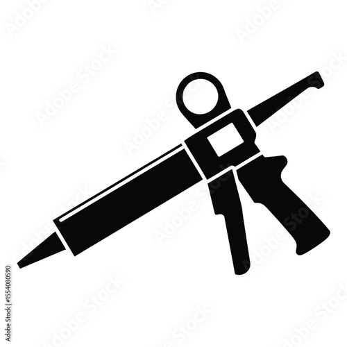 Black and White Caulk Gun Illustration for Home Improvement Projects