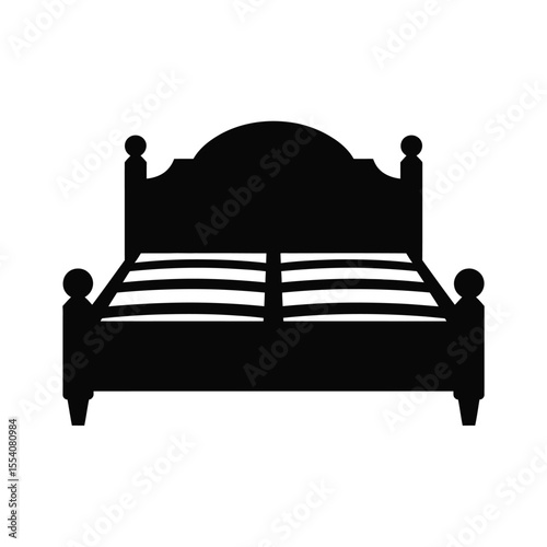 Elegant Bed Silhouette Illustration for Bedroom Furniture and Interior Design