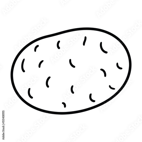 Simple Black and White Potato Illustration with Eye Spots for Creative Projects