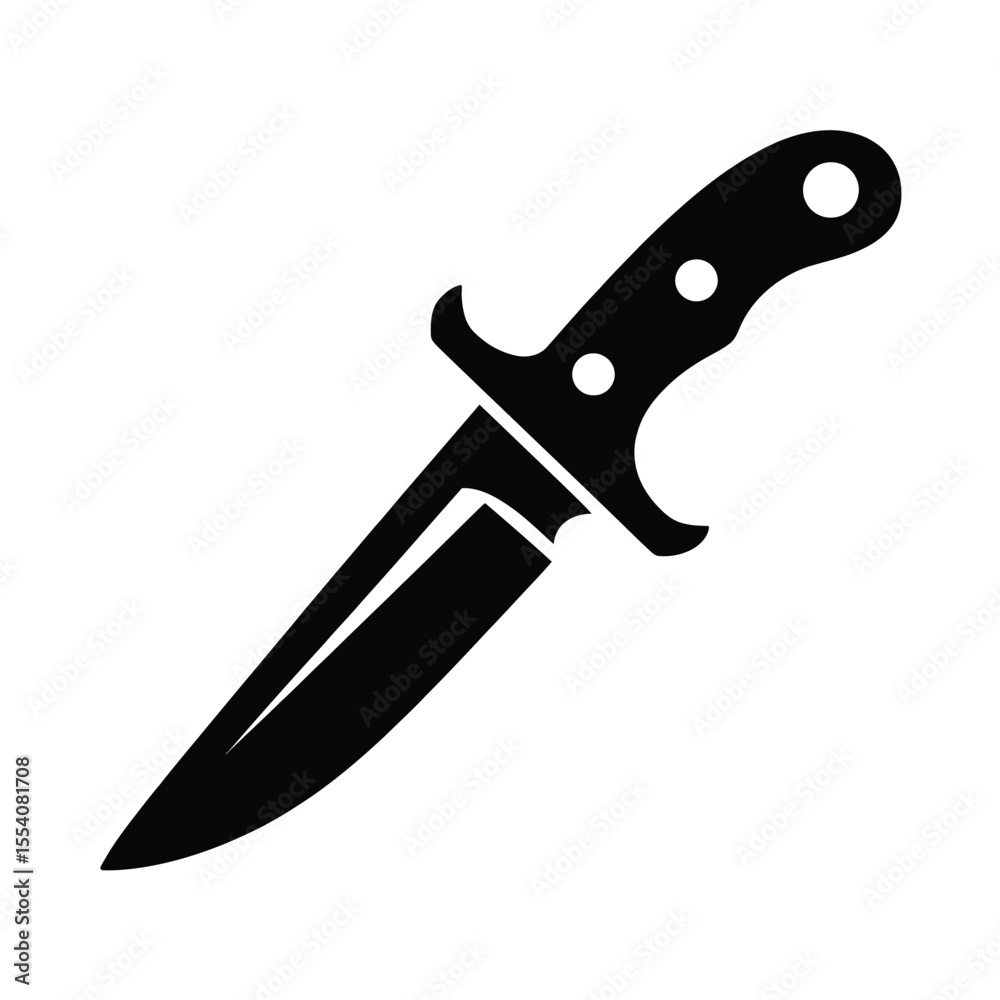Obraz premium Black and White Icon of a Hunting Knife