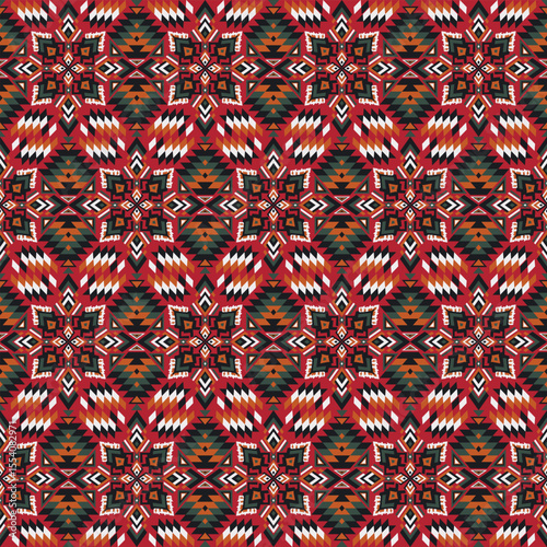 American tribal ethnic native pattern seamless.Traditional Navajo,Aztec,Apache,Southwest and Mexican style fabric pattern.Abstract vector motif pattern.For fabric,clothing,blanket,woven,wrap,decorate.