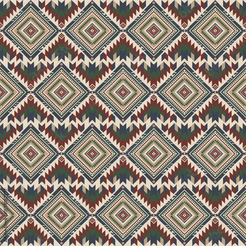 American tribal ethnic native pattern seamless.Traditional Navajo,Aztec,Apache,Southwest and Mexican style fabric pattern.Abstract vector motif pattern.For fabric,clothing,blanket,woven,wrap,decorate.