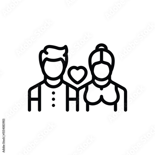 Black line icon for couple
