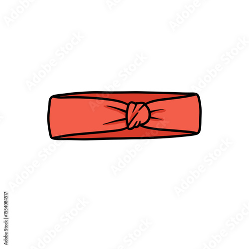 Red yoga headband isolated on white background  